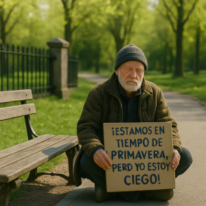 Mendiago ciego con cartel
